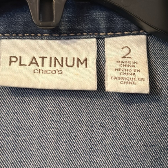 Chico’s Platinum Sz 2 (L) Jean Jacket - Picture 2 of 7